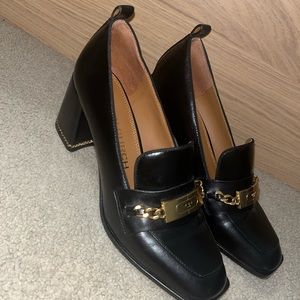 Tory Burch Black and Gold Heels